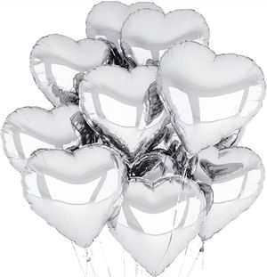 Metalized Shiny Silver Heart Shaped Flying Balloon Foil 18inch 45cm 10Pcs