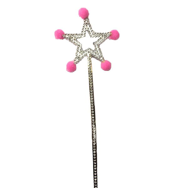 Pink Pompom Star Fairy Wand 1 Piece