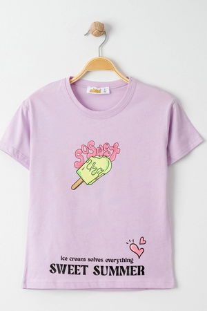 3-7 Years Printed Kids T-Shirt Lilac