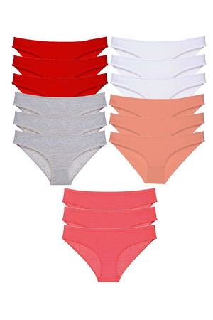 15pcs Super Eco Set Lycra Women Slip Panties Red Gray White Powder Fuchsia