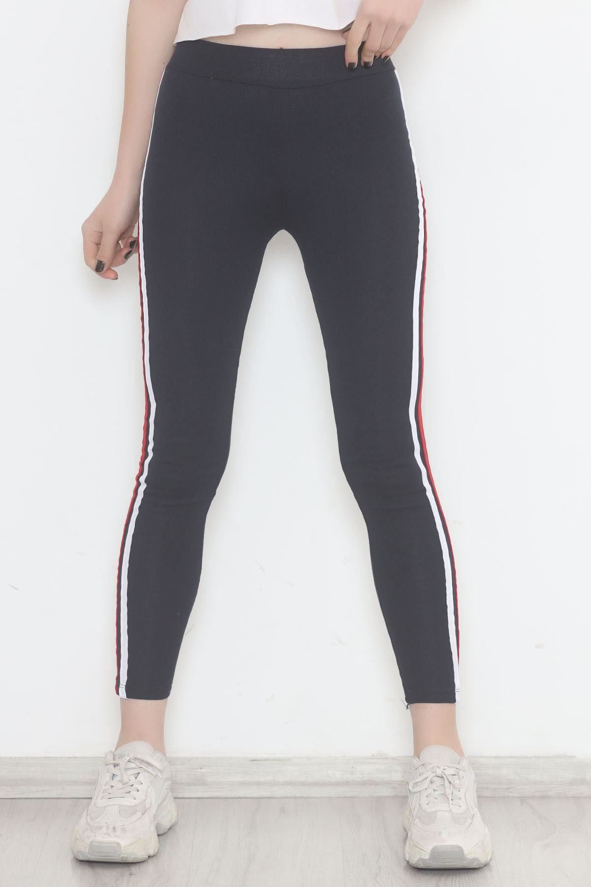 Double Stripe Ribbed Leggings NavyRed