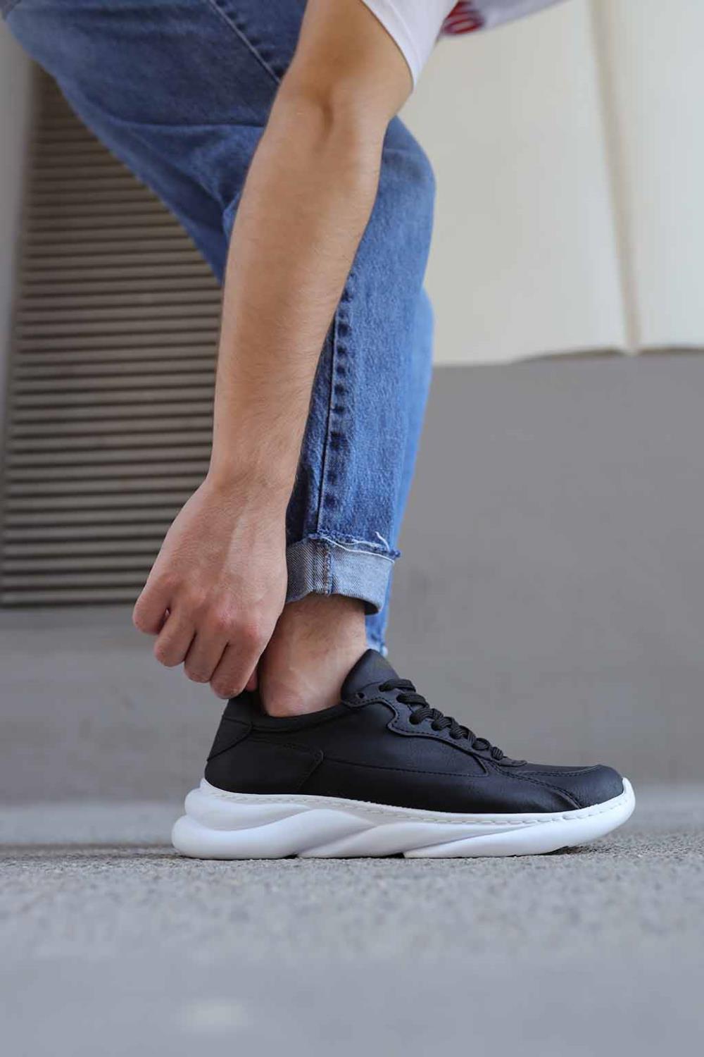 Sneakers Shoes Black (White Sole)