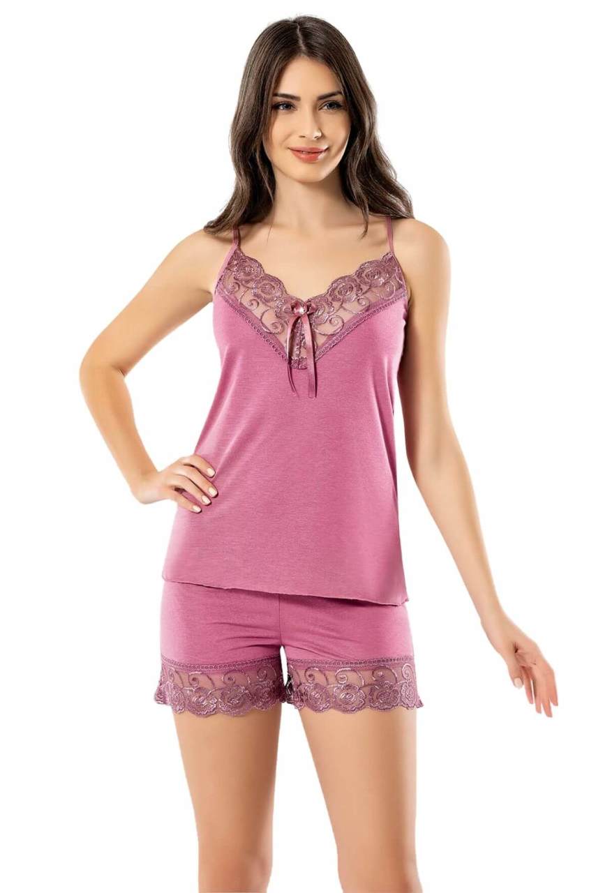 Women's Rose Dried Shorts Set Homewear Nightwear Nightgown Lace Pajamas Sleepwear 6341