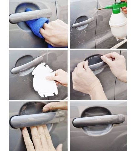 8 Pcs Car Door Handle Protector Anti Scratch Transparent Sticker Film Protection Set