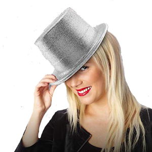 Silver Color Long Plastic Glitter Party Hat