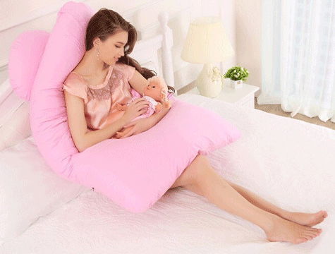 Maternity Pillow with 5 Different Zone Support (Pink) - 1500GR