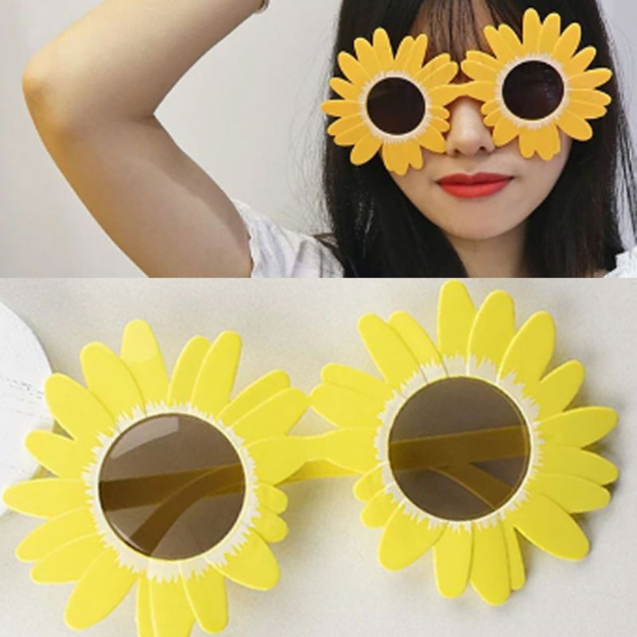 Yellow Color Daisy Shaped Party Glasses 18x10 cm