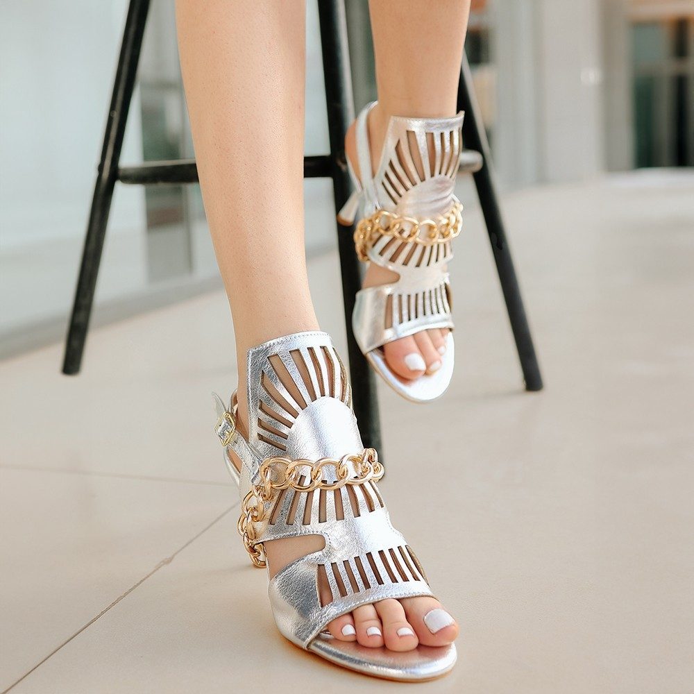 Silver Skin Heeled Shoes