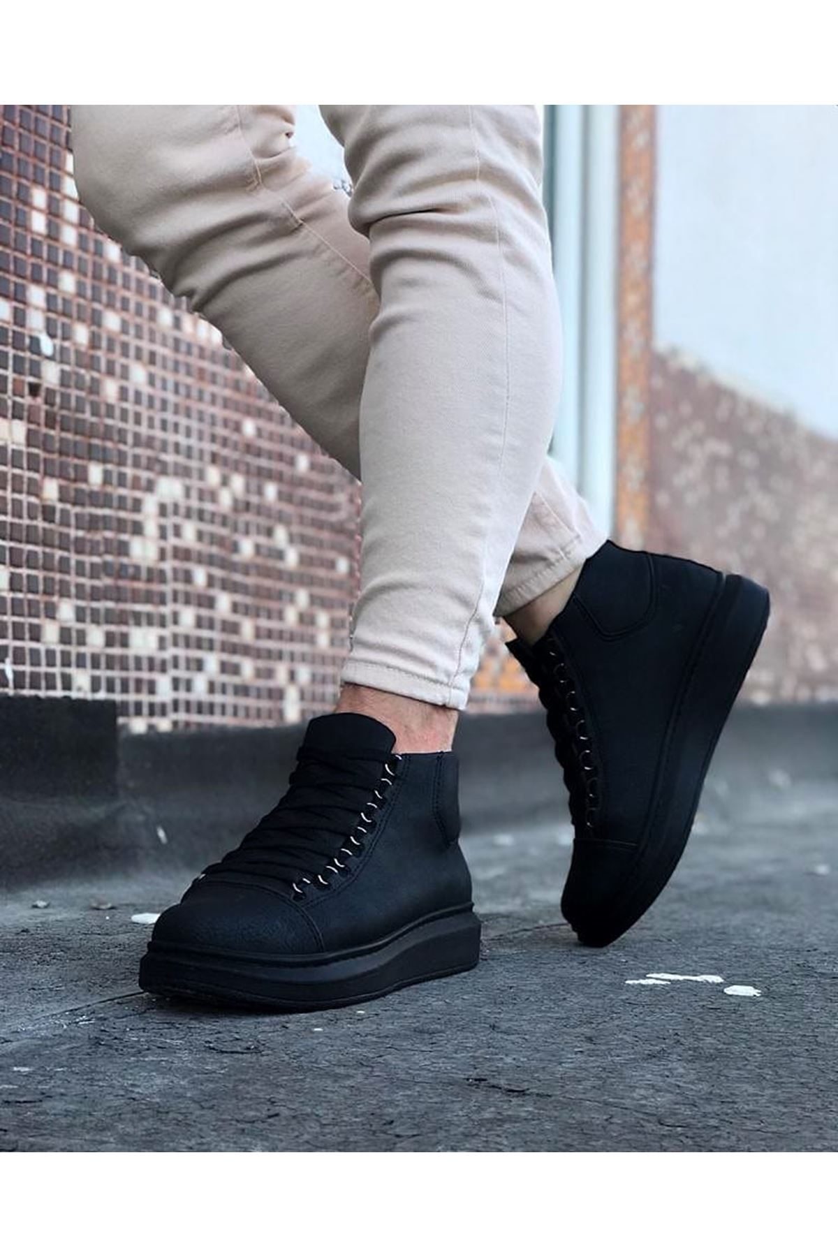 Charcoal Lace-up Sneakers Ankle Boots