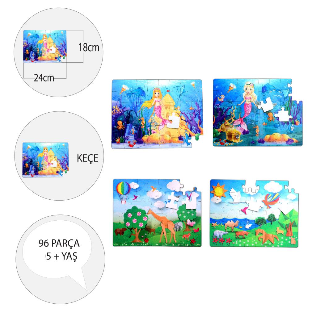 4 Set - 96 Piece Origami and Mermaid 5+ Felt Jigsaw Puzzle - 5 Year Old Puzzle