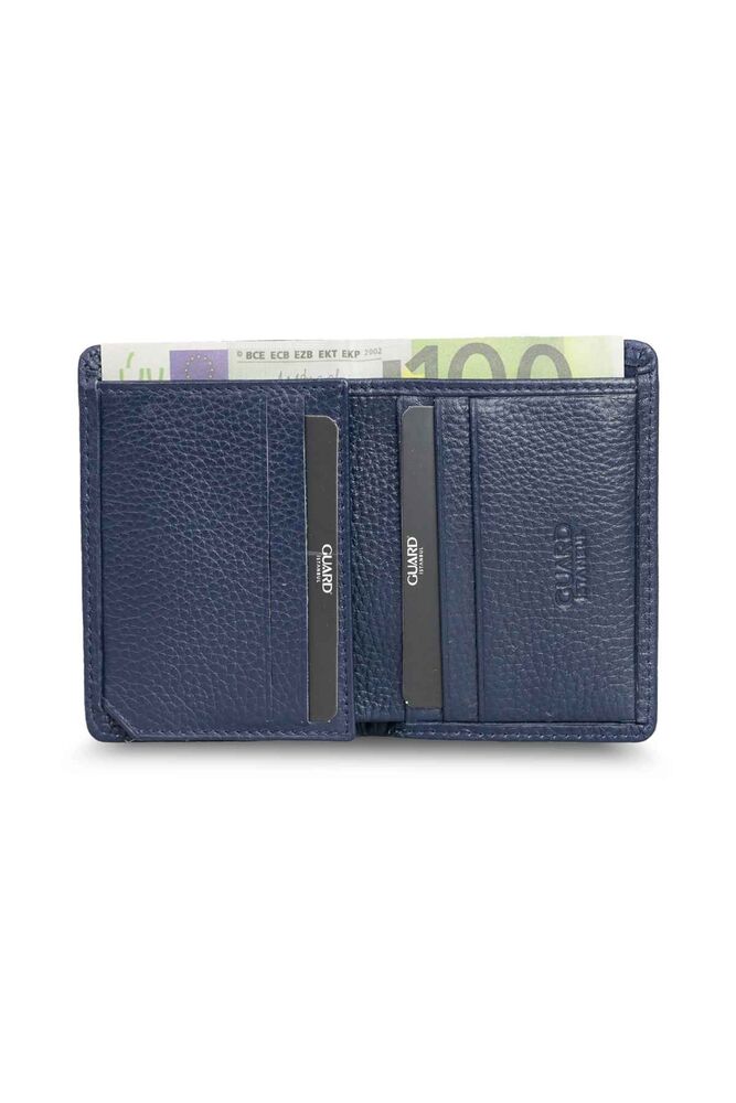 Extra Slim Navy Blue Genuine Leather Men's Wallet