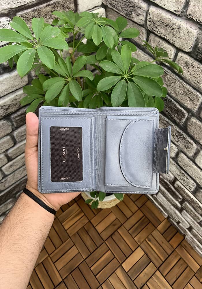 Gray Compartment Leather Lady Wallet