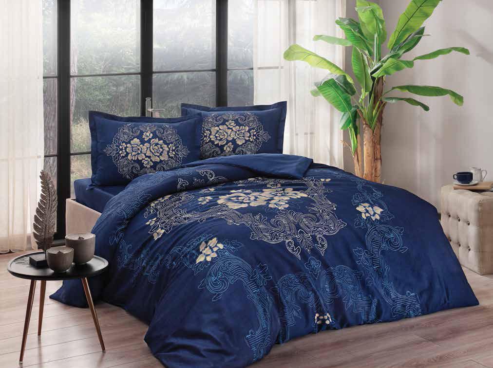 Double Satin Duvet Cover Florian Navy Blue