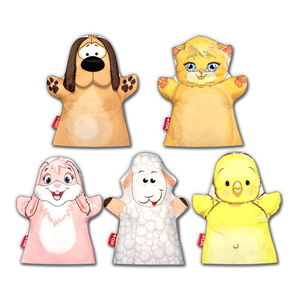 5 Piece Pets Friends Hand Puppet Set , Educational Toy