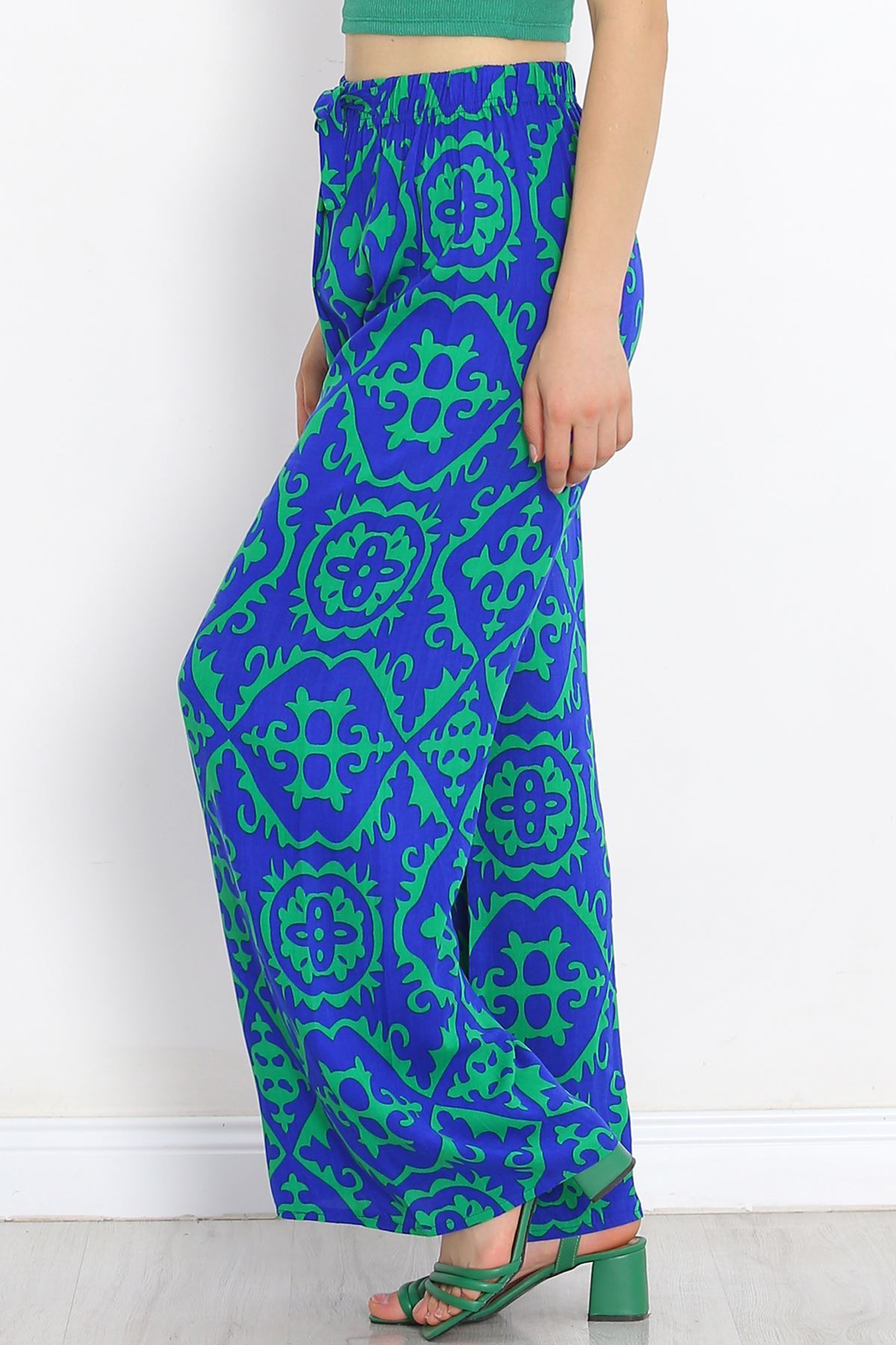 Patterned Woven Trousers Saksy Green