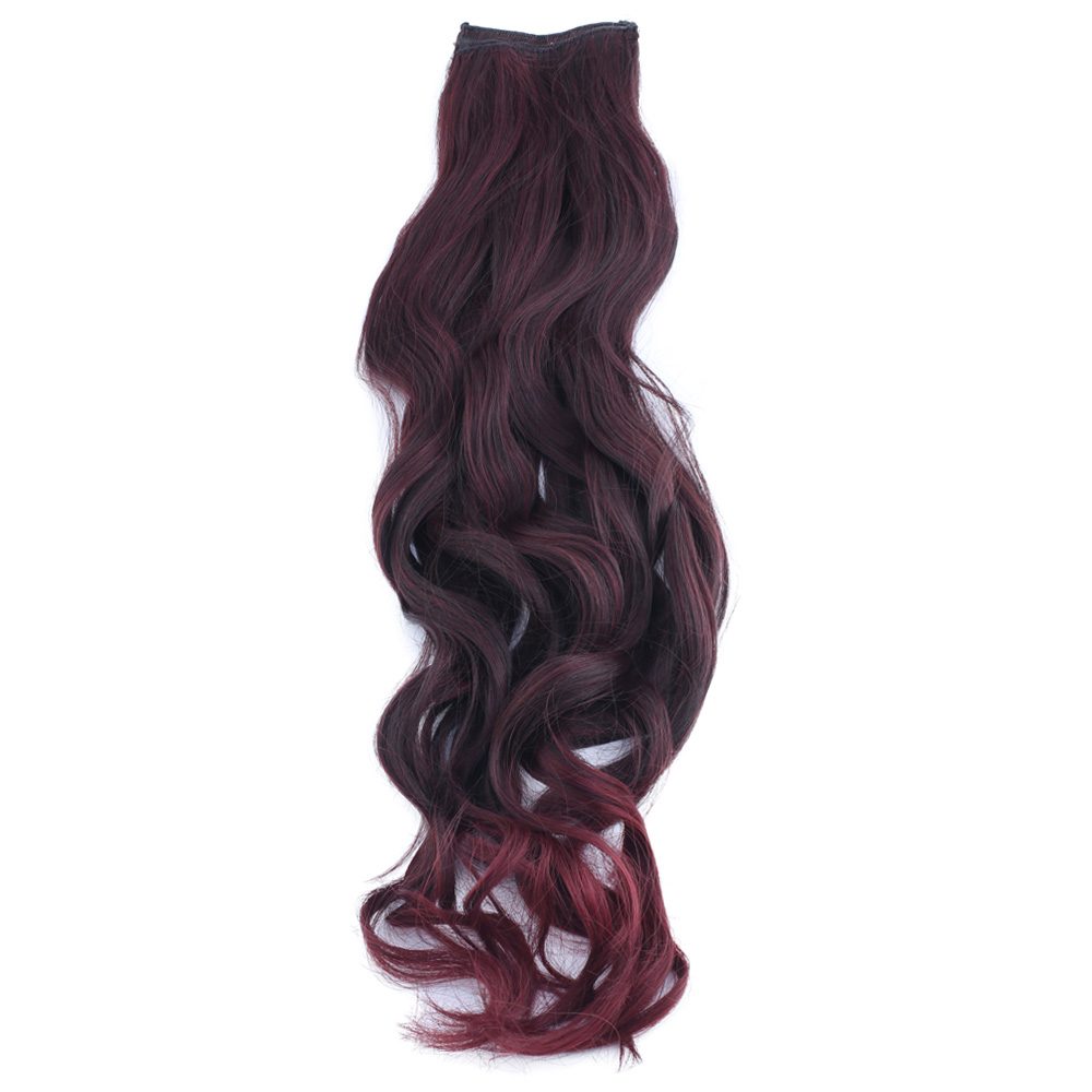 Kanekalon Fiber Synthetic Wavy 8 Piece Hair Snaps / Dark Red