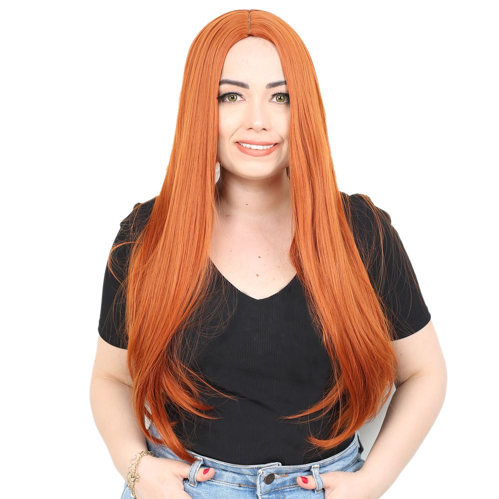 Kanekalon Fiber Synthetic Long Straight Wig / Copper