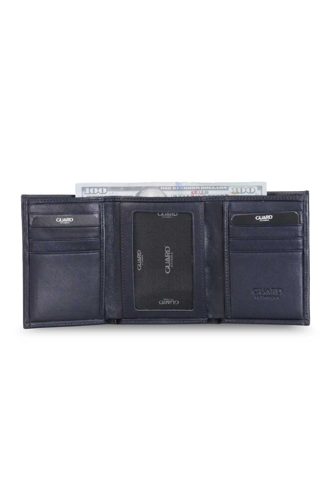 Navy Blue Vertical Leather Men's Wallet