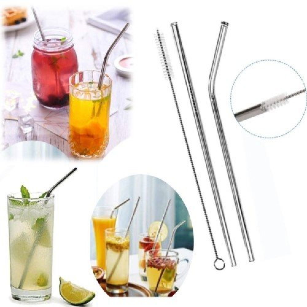 Metal Straw - Stainless Eco-Friendly Metal 2-Piece Straw Brush Set