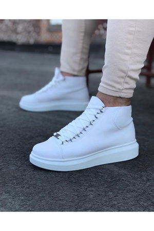 White Lace-up Sneakers Ankle Boots