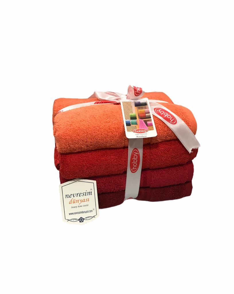 4 pcs 50x90 Towel Set Red