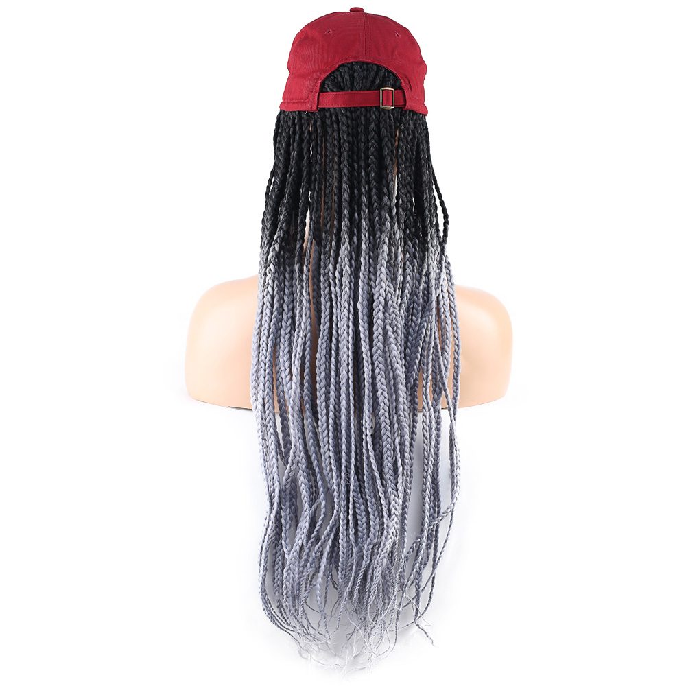 Burgundy Hat Look Mesh Wig / Black / Light Gray Ombré