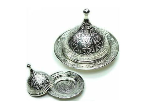 Ottoman Motif Turkish Delight Holder Large - Silver