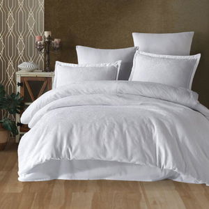 Exclusive Jacquard Double Cotton Sateen Duvet Cover Vienna V1 White