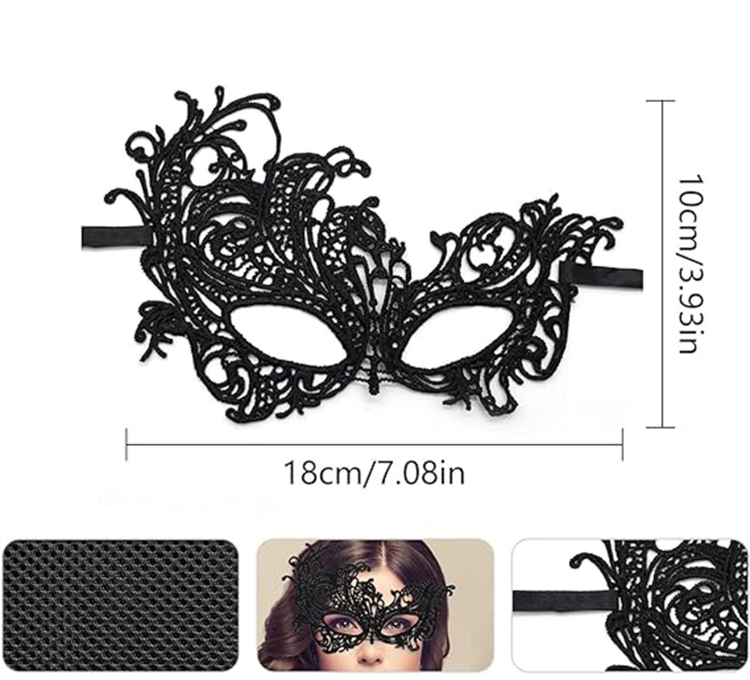 Black Color Lace Cut Lace Embroidered Prom Party Mask 1 No