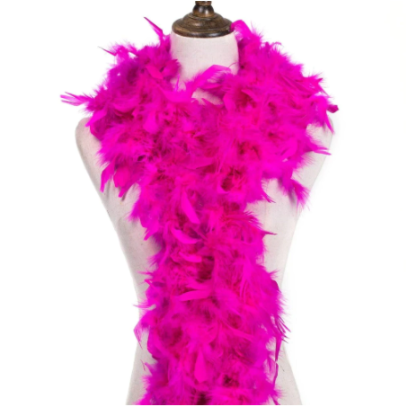 Fuchsia Color Fluffy Feather Boa Real Feather Decoration 180 cm