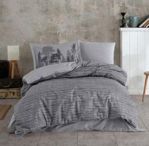 Double Poplin Duvet Cover Tully Gray