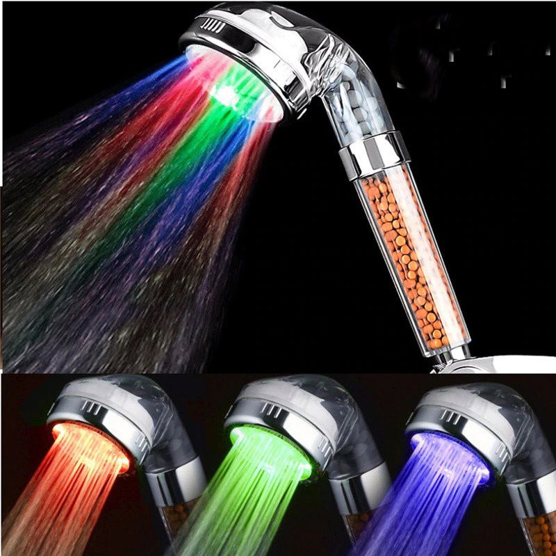 Color Changing Led Light Shower Head Set - Hose Hanger Set (Without Battery - Without Electricity)