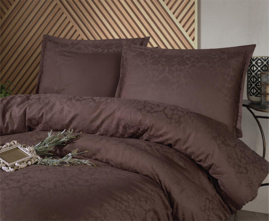 Exclusive Jacquard Double Cotton Sateen Duvet Cover Royalisa v1 Coffee