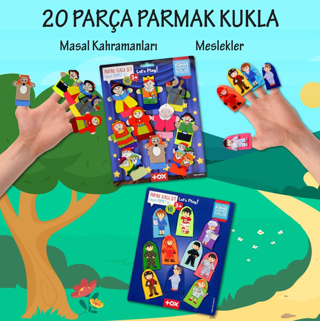 2 Sets - 20 Pieces Fairy Tale Heroes and Professions Finger Puppet