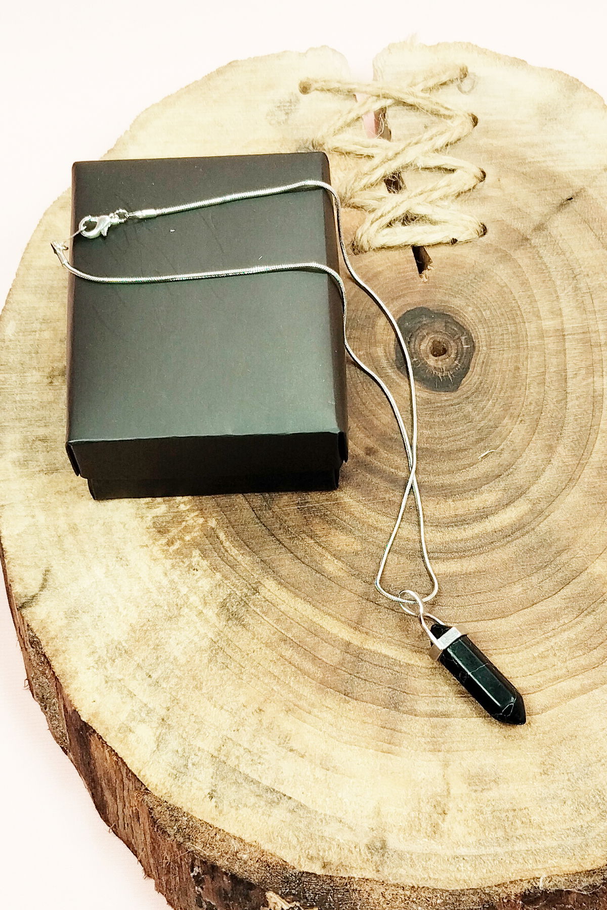 Handmade Design Necklace with Matte Onyx Natural Stone Chain Pendant: 3.5 cm Chain: 20 cm Boxed