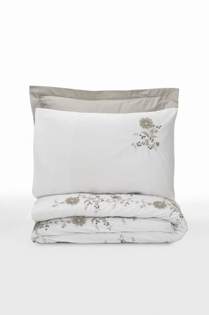 3D Embroidered Double Sateen Duvet Cover Urian Beige