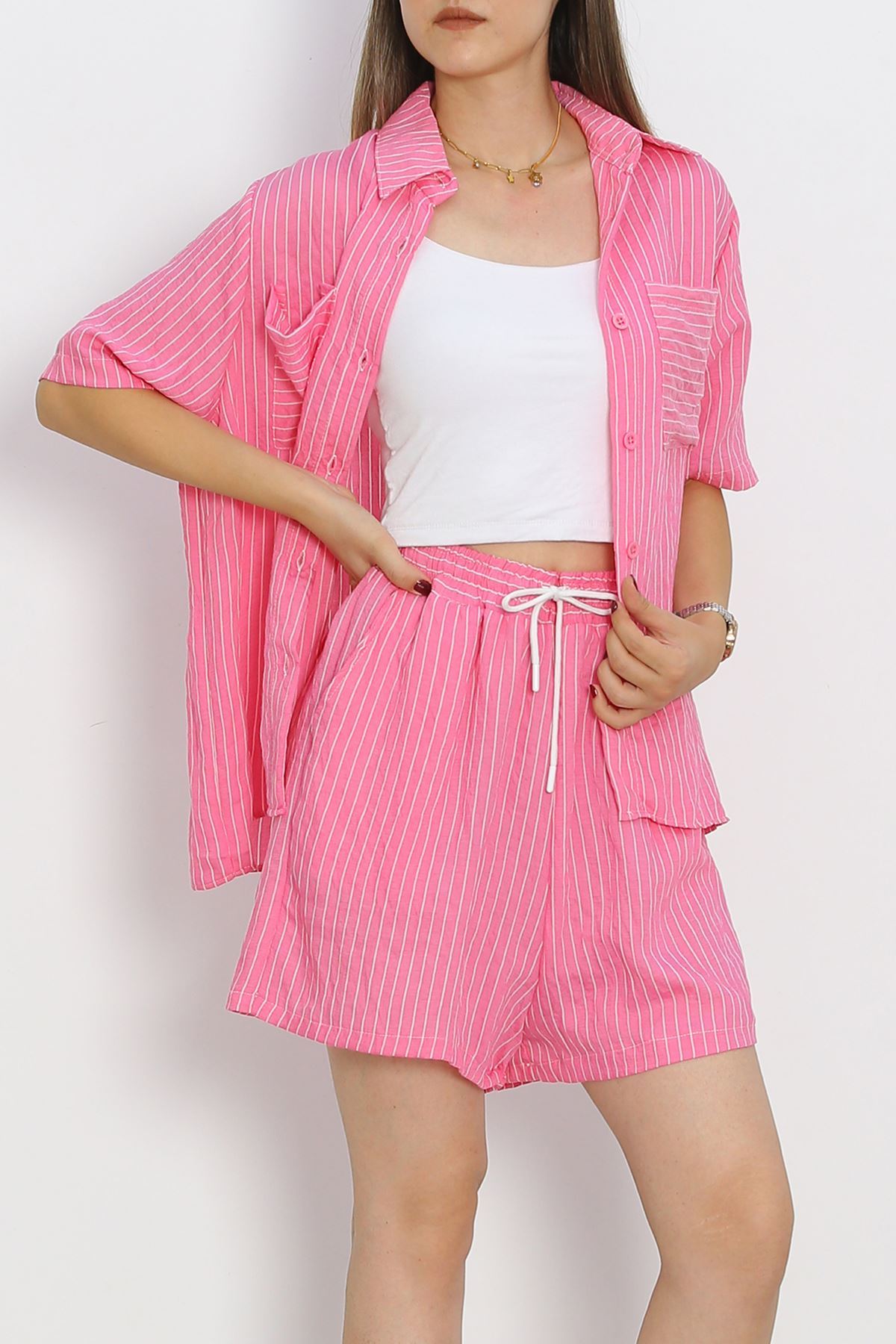 Oversized Shorts Set Pink