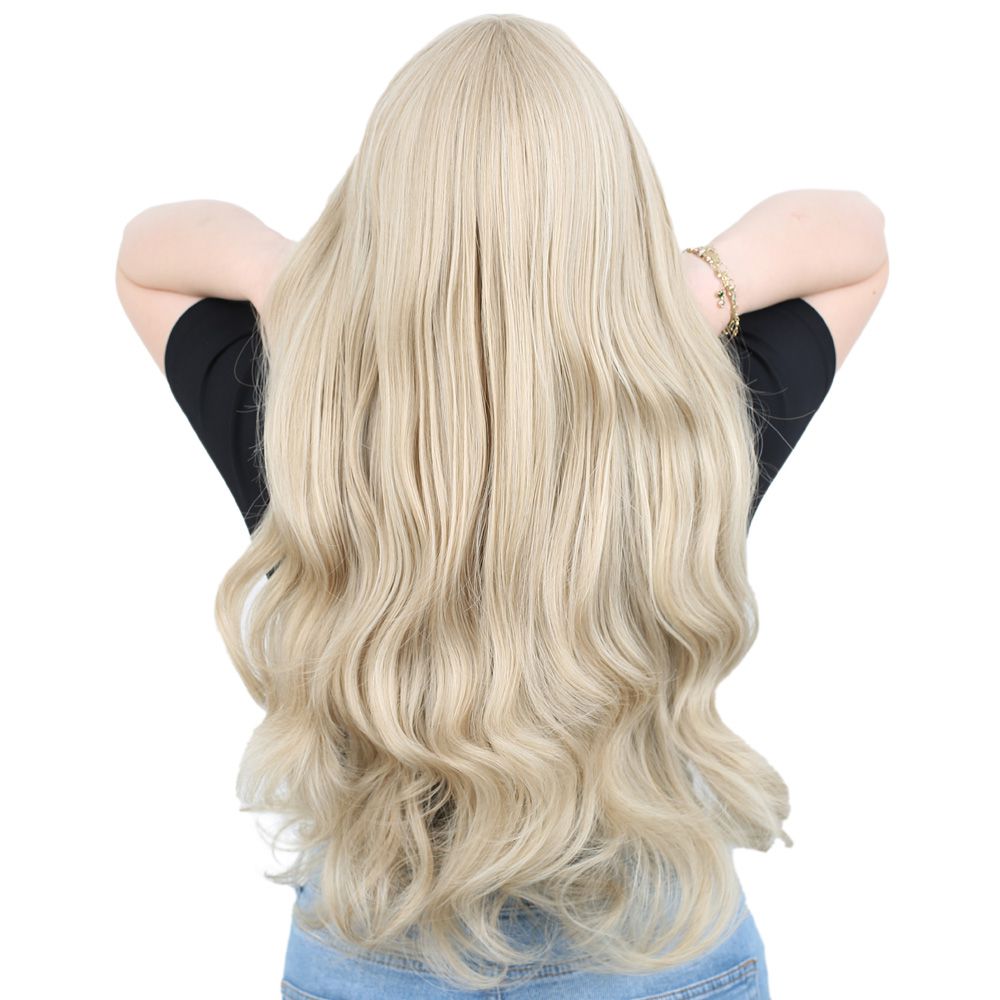 Long Wavy Kanekalon Fiber Synthetic Wig with Special Bangs / Balköpö / Platinum Highlights