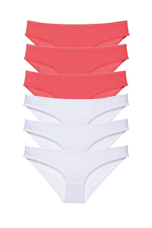 6pcs Eco Set Lycra Women Slip Panties Fuchsia White