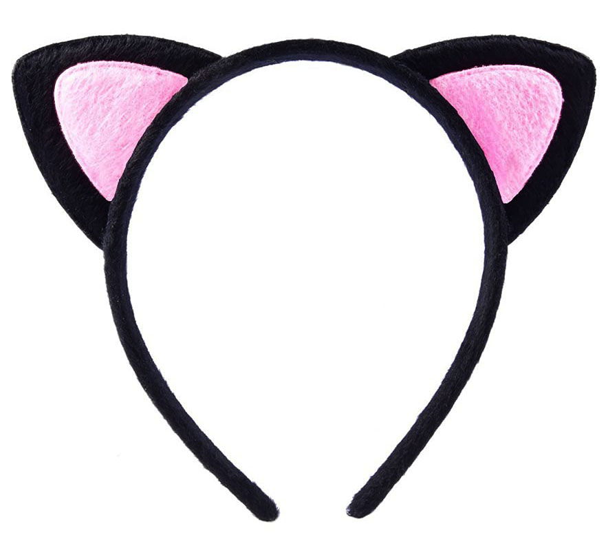 Cute Cat Ear Fluffy Cat Crown Black Inside Pink Color 17x15 cm