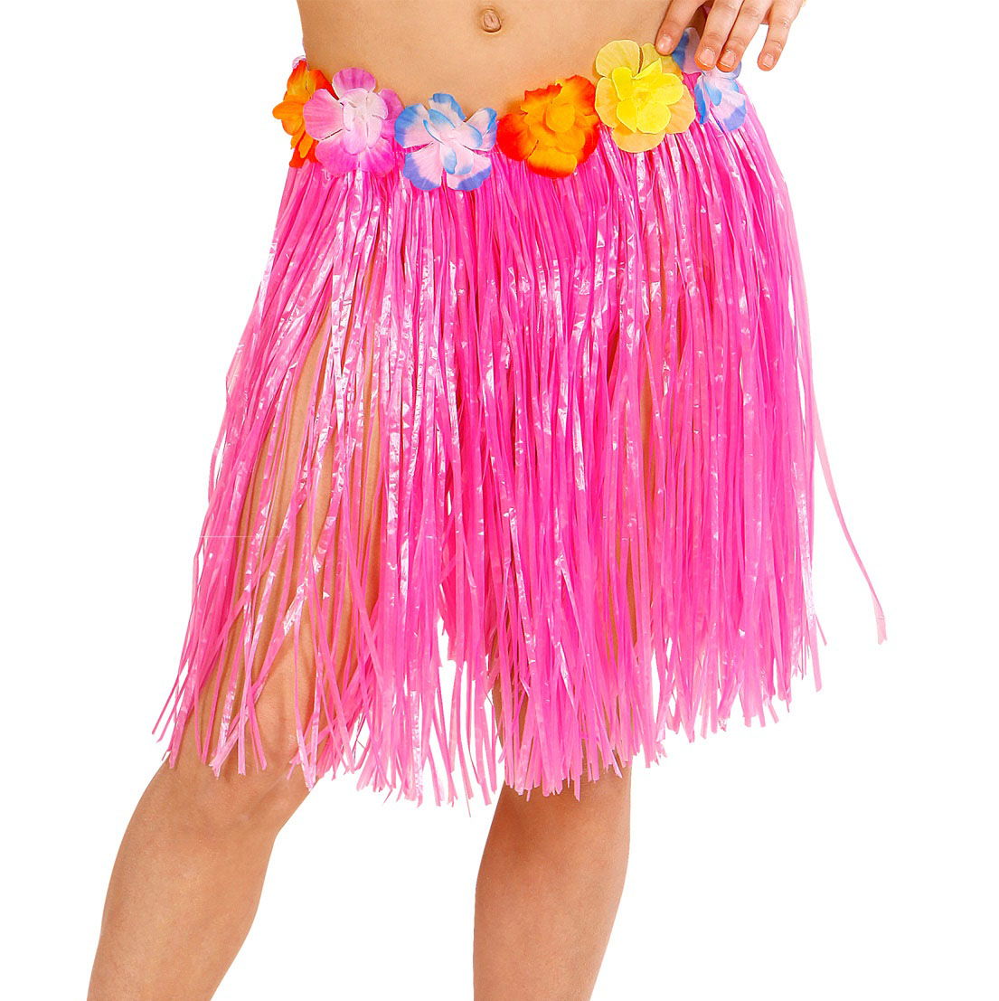 Adult and Child Compatible Pink Color Tassels Hawaiian Luau Hula Skirt 40 cm