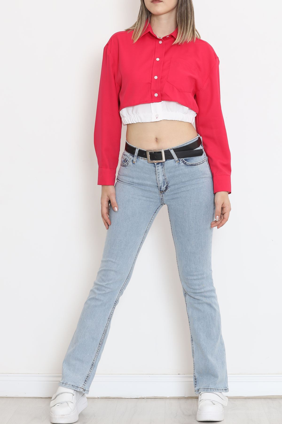 Crop Pocket Shirt Fuchsia