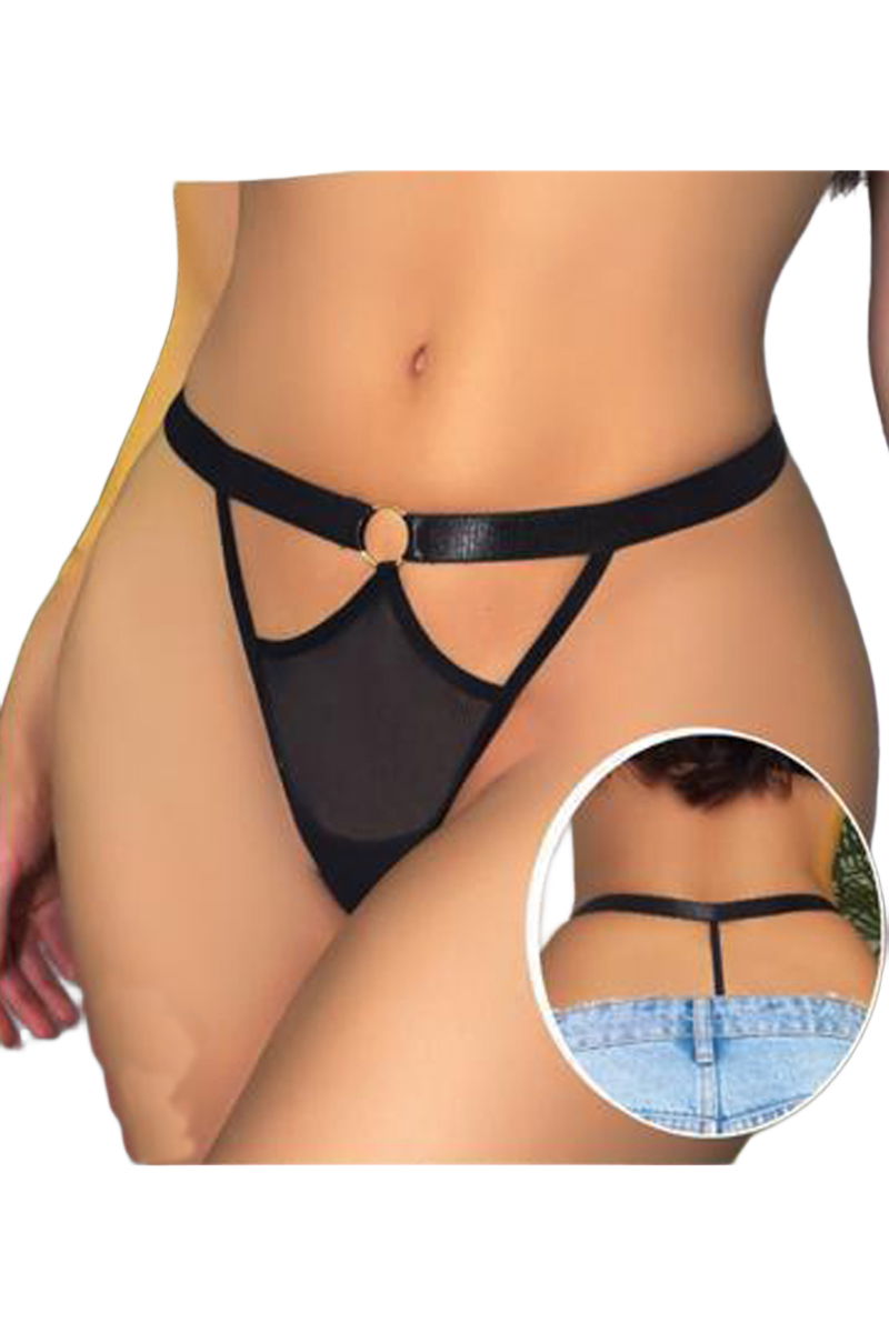 Women's Fancy Lingerie Thong Panties Perfect Fall D232 Black