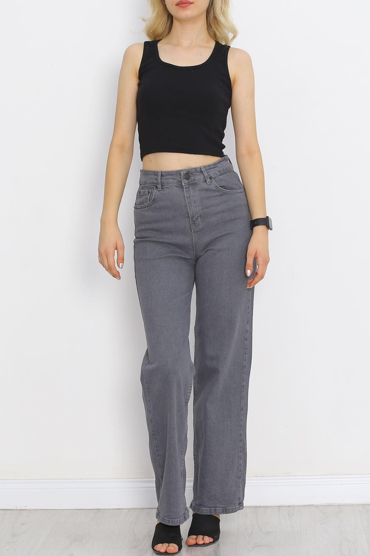 Palazzo Jeans Pants Light Smoked1