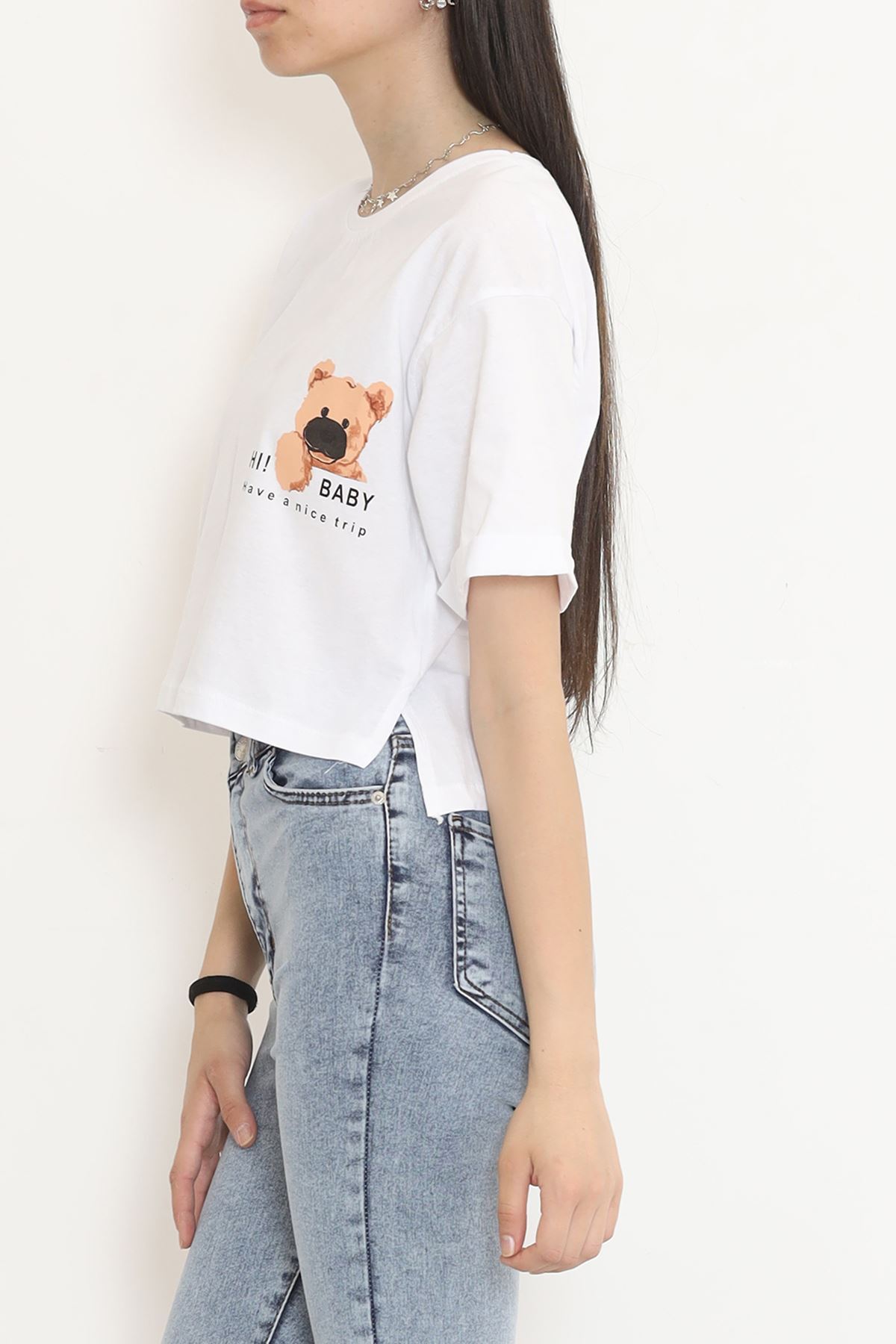 Printed Double Sleeve T-Shirt White