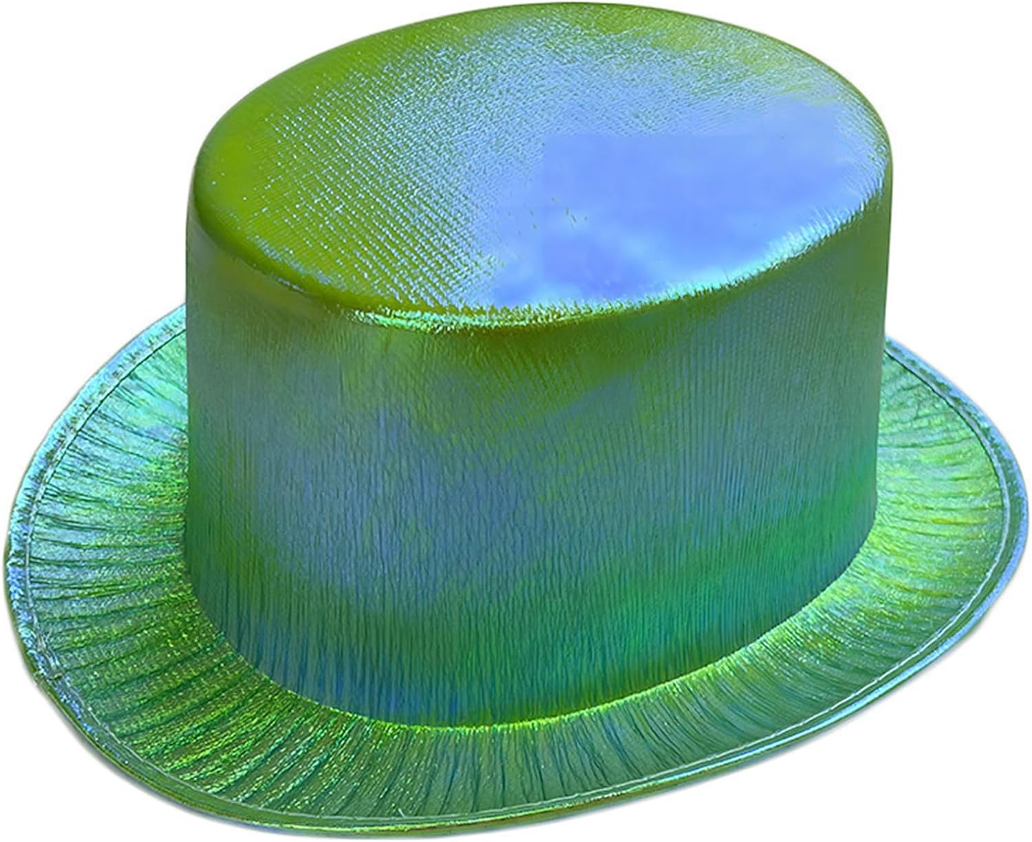 Green Color Luminous Hologram Fabric Covering Trilby Top Hat Adult Size