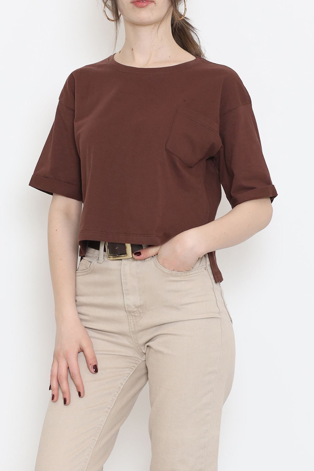 Crew Neck Pocket T-Shirt Coffee