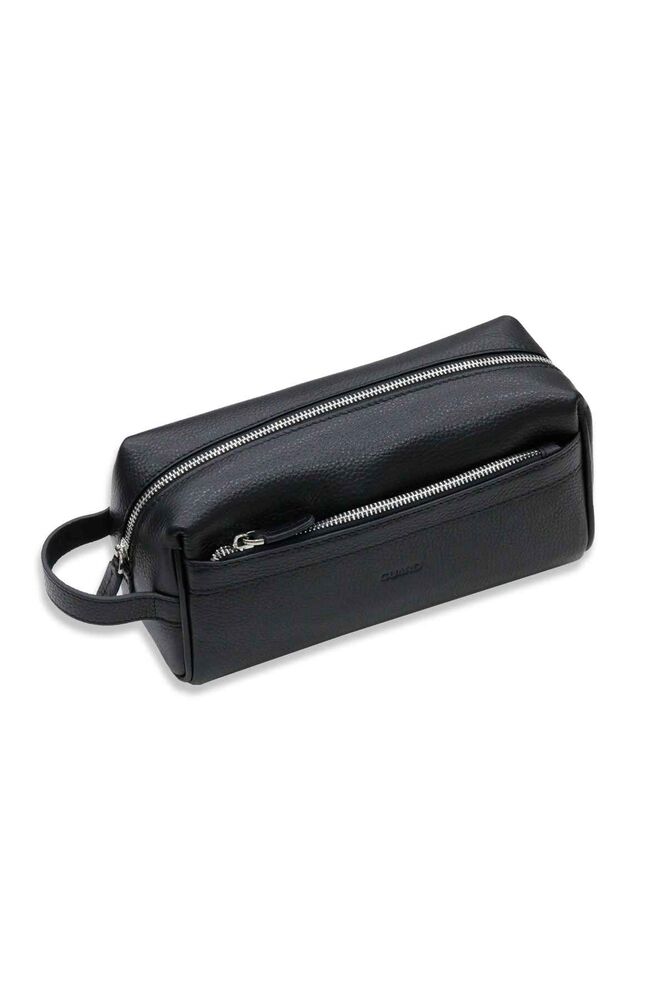 Black Double Compartment Genuine Leather Unisex Handbag