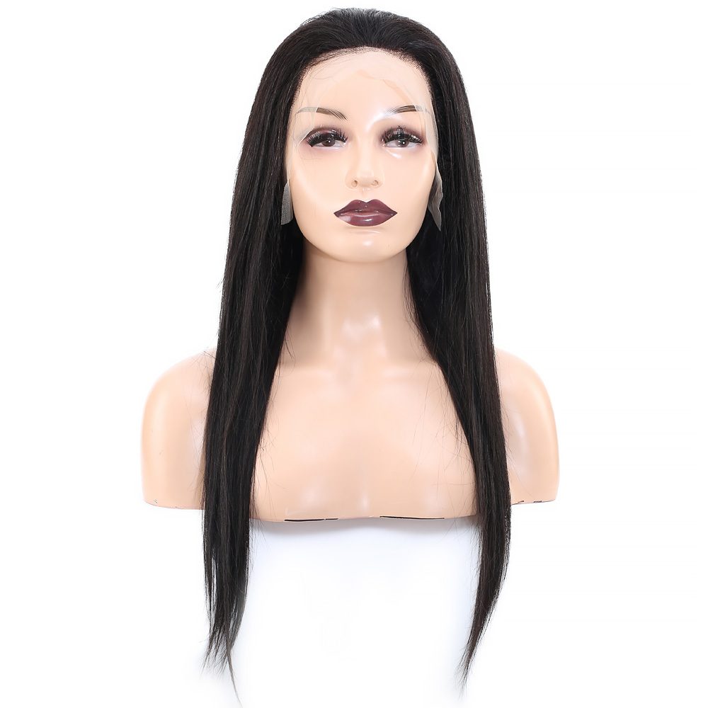 Front Lace Real Hair Tulle Wig Straight / Natural / 60/65cm