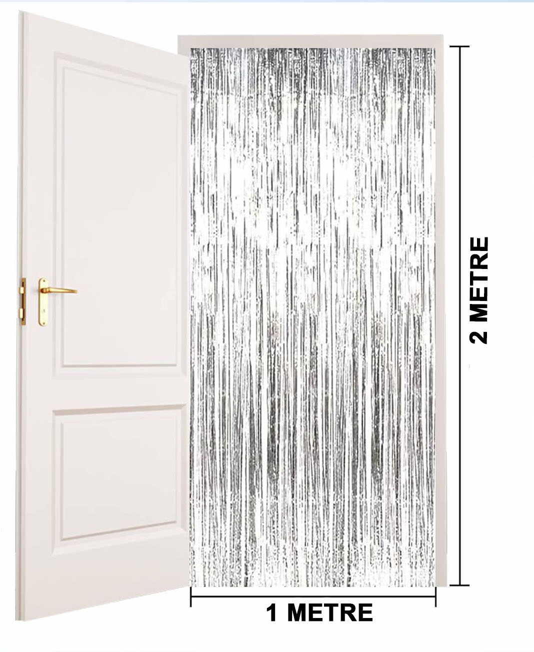 Silver Color Extra Metalized Shiny Fringed Backdrop Curtain Imported A Quality 1x2 Meters